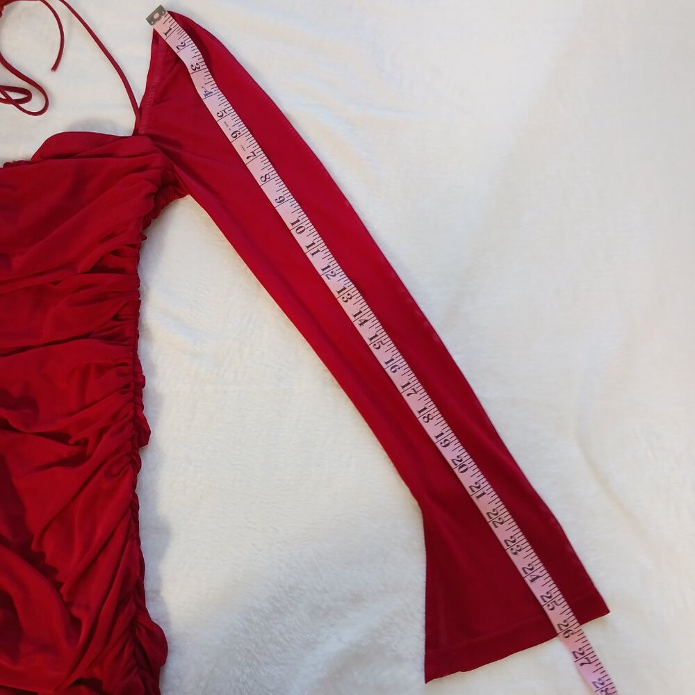 Hello Molly, Ruched, Dark Red, Long Sleeve, Special Occasion Dress, Size 8. - Picture 12 of 14